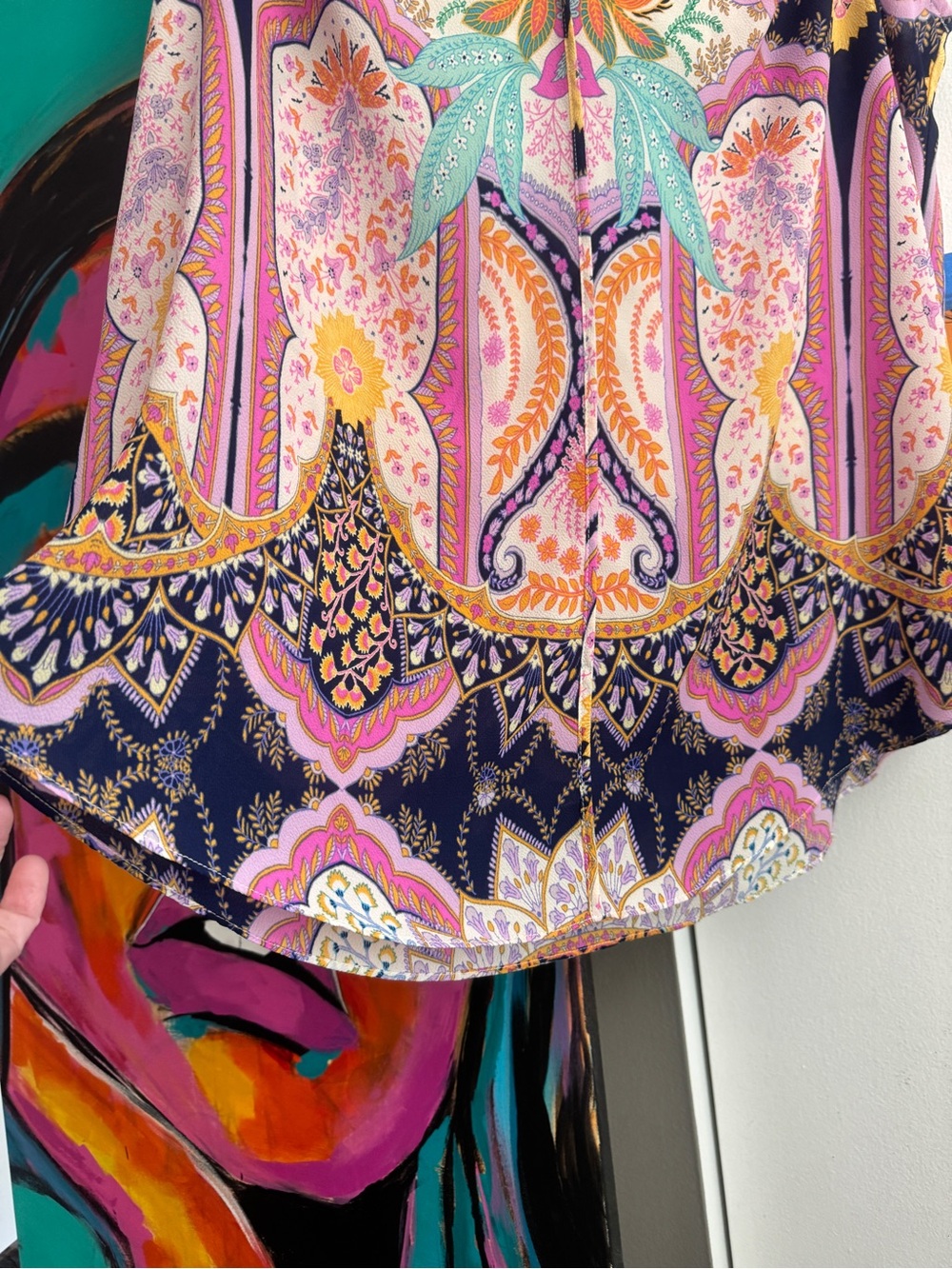Rose & Olive Multicolor Floral Print top boho chic size 1X - Picture 6 of 8